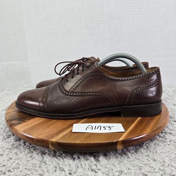 Mezlan Florence Brown Cap Toe Brogue Office Work Oxford Dress Shoes Mens 9 M - Picture 1 of 14